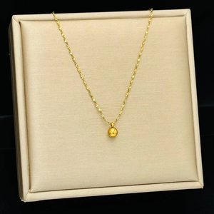 Minimalist 18K gold titanium steel necklace with elegant round bean pendant for women