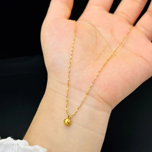 Simple Titanium Steel Mini Gold Bean Round Ball Pendant Necklace Gold Plated Gypsophila Fine Chain Jewelry For Women