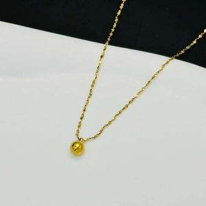 Minimalist 18K gold titanium steel necklace featuring a small round bead pendant