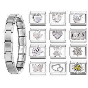 Maillons de Bracelet à Charme Italien en Acier Inoxydable pour la Fabrication de Bijoux DIY Breloques Vintage Motif Cœur Papillon Ours Infini