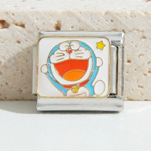 Italiaanse modulaire bedel in zilver met Doraemon-emaille voor creatieve DIY-armbanden
