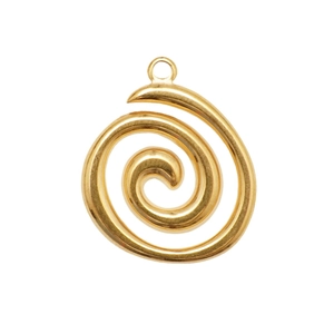 Pendentif spirale en acier inoxydable plaqué or 18k avec une finition miroir lisse
