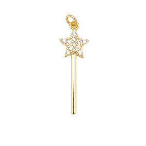 Exquisite 18k gold plated star wand pendant with shimmering zircons for women