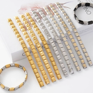 Bracciale Charm Italiano in Acciaio Inossidabile Maglia Modulare Bracciale Elastico Regolabile per Uomo Donna Gioielli Fai da Te