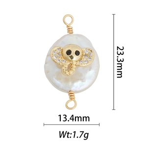 Macro view of elephant-shaped pearl pendant with detailed dimensions and weight
