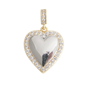 Iced out tijger hart hanger met kristallen gouden frame en zilveren kern