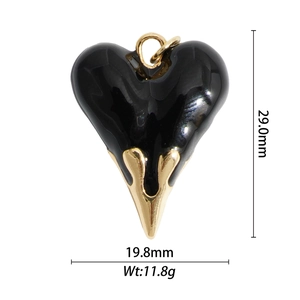 Lava style heart pendant with dimensions 29.0mm by 19.8mm and weight 11.8g shown on white
