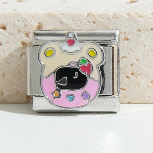 Italiaanse bedel met schattig emaille donutdier van roestvrij staal voor DIY-armbanden