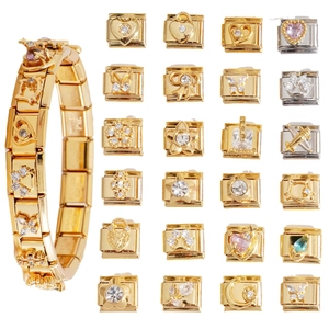 Edelstahl Modular Italienisch Charm Armband Link Für DIY Schmuckherstellung Gold Silber Strass Schmetterling Herz Charms Damen