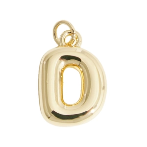 Polished gold alphabet D balloon pendant with high-shine metallic finish for DIY jewelry