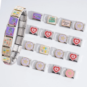 Italian Modular Charm Bracelet Stainless Steel DIY Link For Women Men Minimalist Fashion Jewelry Inspirational Quote Pattern Bracelet Accessory