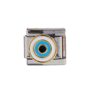 Charm italien modulaire en acier inoxydable avec symbole mauvais œil bleu pour bracelets DIY