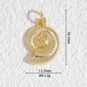 Pendentif coquillage nautile doré 16,1mm x 11,7mm pour création de bijoux DIY