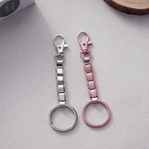 Italian modular stainless steel keychains in silver and rose gold finish with lobster clasp