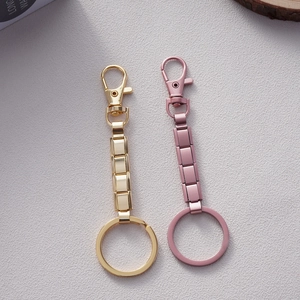 Gold and rose pink modular stainless steel keychains with flat rings and lobster clasps