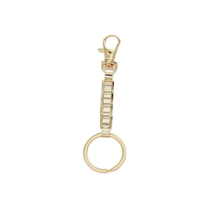 Polished gold stainless steel modular keychain with lobster clasp and flat ring links