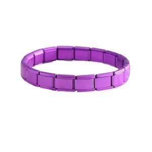 Lila mattes Italian Charm Armband mit elastischen Gliedern aus Edelstahl zum Selbermachen