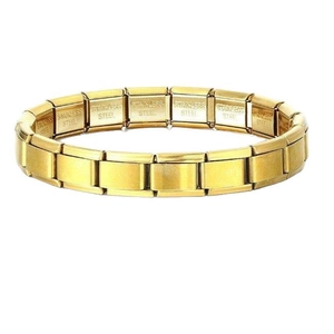 Bracelet modulaire à maillons de style italien en acier inoxydable doré au design épuré