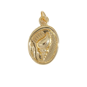 Pendentif ovale doré avec relief de coquillage et texture rayonnante pour bijoux DIY