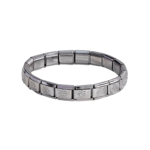 Bracciale componibile stile italiano in acciaio inossidabile con incisione a sole