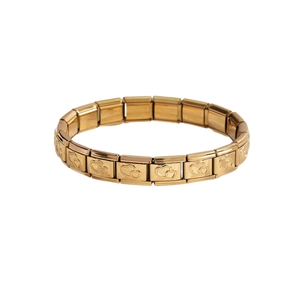 Italian charm bracelet in gold-plated stainless steel with engraved double heart modules
