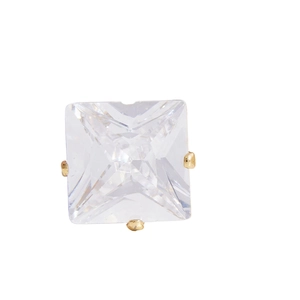 Italian charm bracelet component with square-cut crystal set in gold-tone stainless steel