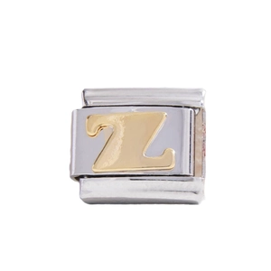 Modularer Charm-Link im italienischen Stil in Silber mit geprägtem Buchstaben Z Gold