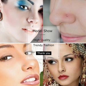 Petit piercing de nez en acier inoxydable avec diamant porté par des modèles en 4 vues