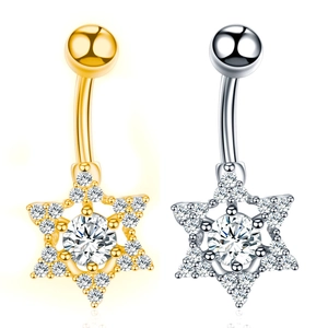 Piercing de Ombligo de Acero Inoxidable Con Estrella de Circonia Sexy Rosca Interna Joyería Para Mujer Body Jewelry De Moda