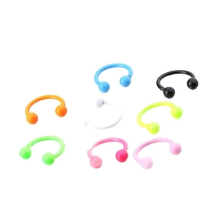 Set di 10 anelli da naso a ferro di cavallo colorati in acciaio inox e piercing circolari
