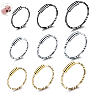 9er-Set Nasenringe aus Edelstahl in Schwarz, Silber und Gold für verschiedene Piercings