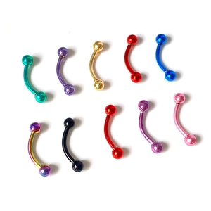 Set of 10 colorful curved barbells in stainless steel for eyebrow and lip piercings