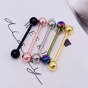 Lot de 5 piercings barres droites en acier inoxydable coloré pour l'oreille et la langue
