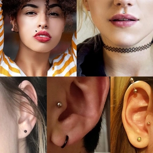 Chirurgisch roestvrijstalen body piercing sieradenset met lip-, neus- en oorknopjes