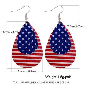 Boucles d'oreilles pendantes en similicuir drapeau américain pour l'Independence Day