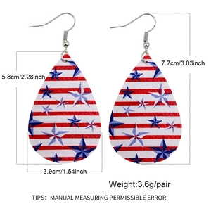 Boucles d'oreilles en simili cuir Fête de l'Indépendance avec motif drapeau américain