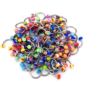 Colorful acrylic horseshoe nose rings and stainless steel body jewelry collection