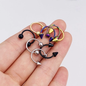 Surgical stainless steel horseshoe rings in black, gold, silver and rainbow plating