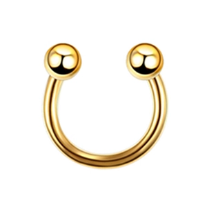 Detail of a 4mm gold-plated stainless steel circular barbell for body piercings