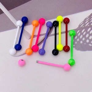 Piercings de langue en acier inoxydable coloré avec dix finitions laquées éclatantes