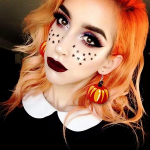 Boucles d'oreilles citrouille en cuir à rayures d'automne pour bijoux de fête festifs