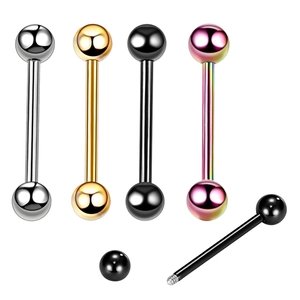 Roestvrij Staal Rechte Barbell Tongpiercing Tepelpiercing Lichaamssieraden Dubbele Bal Halterontwerp Unisex Accessoire
