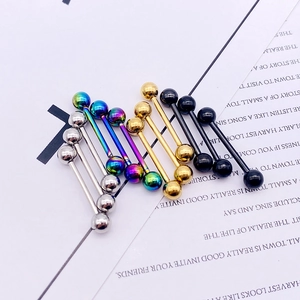 Gepolijste roestvrijstalen barbell piercing set in zilver, goud, zwart en regenboog