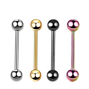 Vierdelige set roestvrijstalen barbell piercings in zilver goud zwart en regenboogkleuren