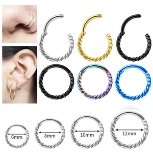 316L Stainless Steel Twisted Rope Hinged Segment Ring Hinged Clicker Piercing For Nose Cartilage Helix Septum Jewelry