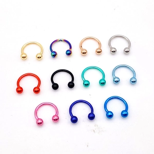 Multi-color stainless steel circular barbells set for nose and cartilage piercing