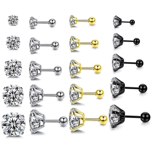 Klassische 4-Zacken Zirkonia Ohrstecker in Silber Gold und Schwarz aus Edelstahl gefertigt