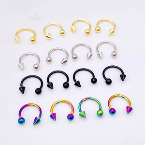 Stainless Steel Horseshoe Nose Ring Circular Barbell Septum Piercing Jewelry With Ball And Spike Ends Punk Body Jewelry For Men Women