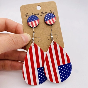 Independence Day faux leather earrings featuring American flag stars and stripes patterns