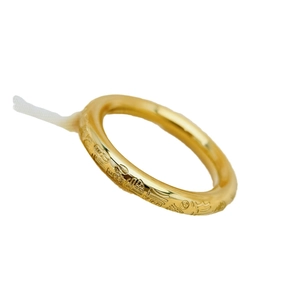 Anello in acciaio inossidabile placcato oro 18k con carattere Fu e motivo a moneta